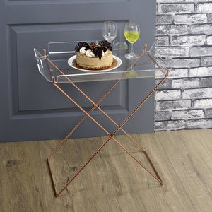 English Elm Clear Clear and Copper Tray Table Removable Tray Modern Acrylic Top Copper Cross Sled Base Portable Stylish Accent Table B062P181412