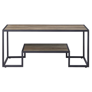 English Elm Rustic Industrial Oak Coffee Table with Open Shelf, Durable Powder-Coated Frame and Spacious Surface Black+Brown B062P181419