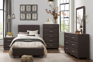 English Elm Contemporary Faux Leather 6 Drawer Dresser with Silver Bar Pulls for Urban Bedrooms B011P183622