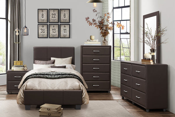 English Elm Contemporary Faux Leather 6 Drawer Dresser with Silver Bar Pulls for Urban Bedrooms B011P183622