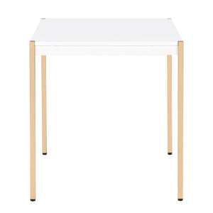English Elm White Elegant Square End Table with Sleek Metal Legs, Spacious Top for Décor and Modern Minimalist Style White+Gold B062P181417