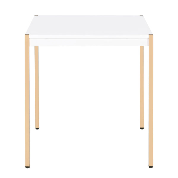 English Elm White Elegant Square End Table with Sleek Metal Legs, Spacious Top for Décor and Modern Minimalist Style White+Gold B062P181417