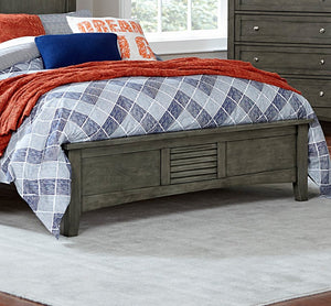 English Elm Cool Gray Finish Full Size Bed With Louvered Headboard - Modern Transitional Bedroom Furniture Set B011S00892