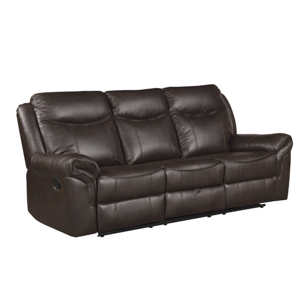 English Elm Dark Brown Faux Leather Reclining Sofa with Usb Ports Cup Holders Living Room B011P183624