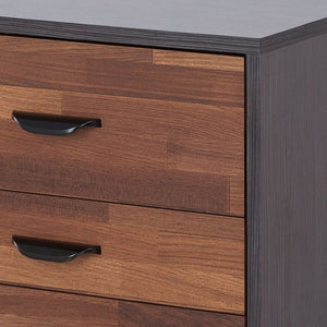 English Elm Walnut 3-Drawer Rectangular Accent Table in Walnut & Espresso — Versatile Nightstand with Smooth 3/4 Drawers B062P181403