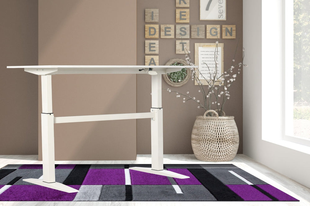 English Elm 47" Manual Height Adjustable Standing Desk White Steel Frame Home Office Workspace B091P183638
