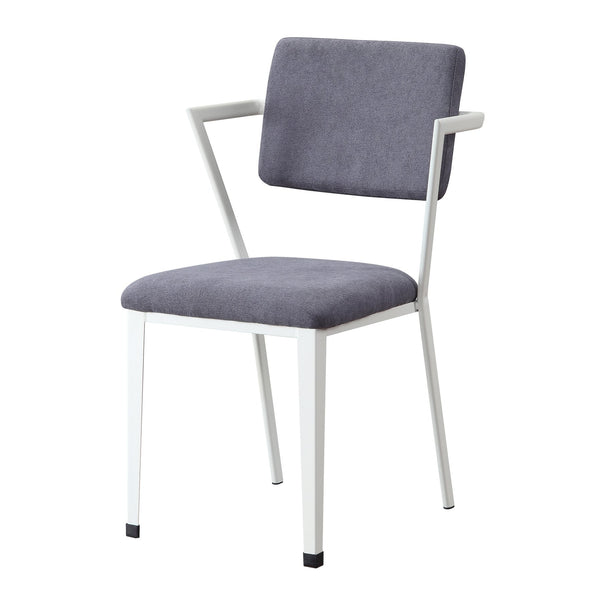 English Elm Grey Open Back Upholstered Office Chair with Breathable Design, Plush Padded Seat and Sleek White Iron Frame for Comfortable Stylish Workspace Productivity B062P182688