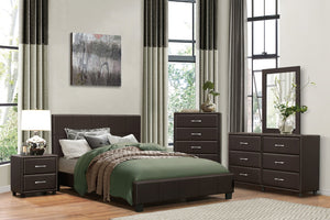 English Elm Contemporary Faux Leather 6 Drawer Dresser with Silver Bar Pulls for Urban Bedrooms B011P183622
