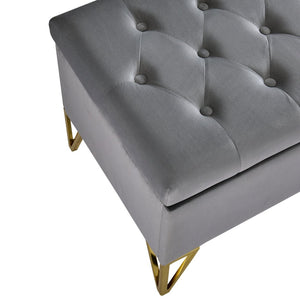 English Elm Fashion Velvet Storage Bench with Gold Steel Legs for Bedroom Entryway Living Room W2082P176563
