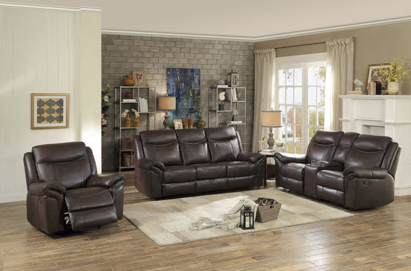 English Elm Dark Brown Faux Leather Reclining Sofa with Usb Ports Cup Holders Living Room B011P183624