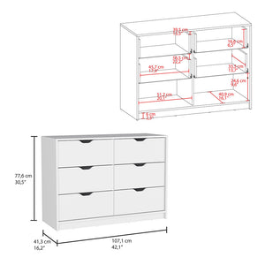 English Elm Basilea 4-Drawer Dresser with 2 Cabinets White — Spacious Top, Smooth Pull-Out Drawers, Shoe Storage B20092139