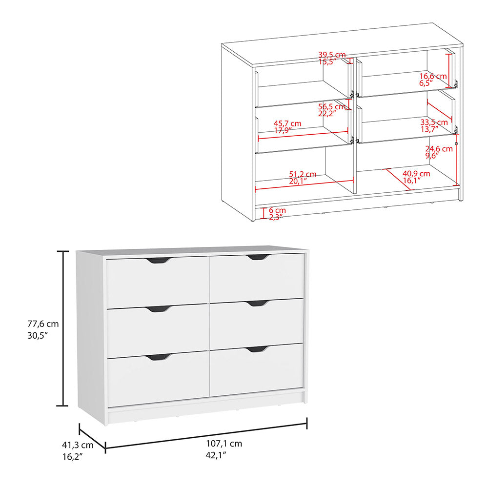 English Elm Basilea 4-Drawer White Dresser with 2 Lower Cabinets, Spacious Top, Pull-Out Drawers for Easy Access B07092139