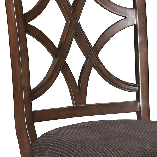 English Elm Brown Cross Back Side Chairs Set Of 2 - Elegant Brown Upholstery With Timeless Dark Walnut Finish B062P182697