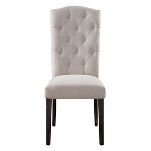 English Elm Beige Tufted Back Side Chairs Set Of 2 - Elegant Upholstered Dining Seating In Weathered Espresso B062P182700