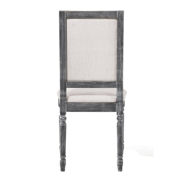 English Elm Cream Farmhouse Open Back Side Chairs Set Of 2 - Weathered Grey Finish, Comfortable & Stylish Design B062P182707