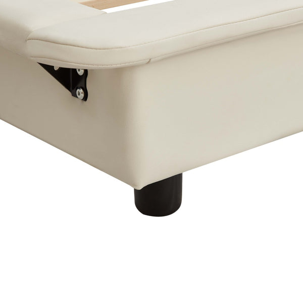 English Elm Upholstered Wingback Queen Bed Corduroy Channel Tufted Frame with Led Underlighting W1960P183848