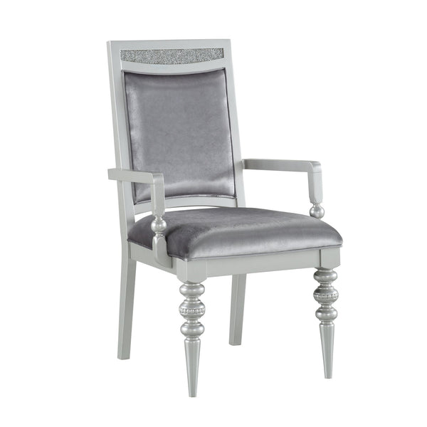 English Elm Grey Upholstered Arm Chairs Set Of 2 – Plush Comfort, Glamorous Platinum Finish & Rhinestone Accents B062P182703