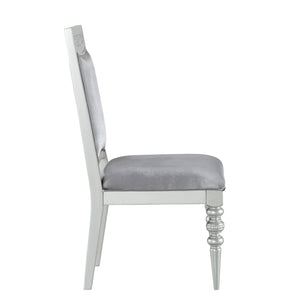 English Elm Grey Upholstered Side Chairs Set Of 2 - Elegant Rhinestone Accents & Platinum Finish For Glamour B062P182702