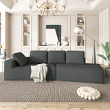 English Elm 125" Stylish Chaise Lounge Modern Indoor Lounge Sofa Sleeper Sofa With Clean Lines For Living Room, Grey