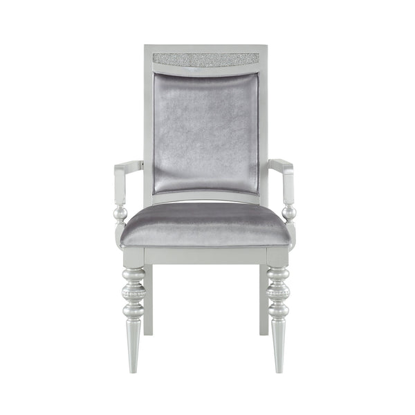 English Elm Grey Upholstered Arm Chairs Set Of 2 – Plush Comfort, Glamorous Platinum Finish & Rhinestone Accents B062P182703