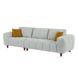 111.81'' Convertible L-Shaped Sectional Sofa, Modern Cream Fabric Marshmallow Couch for Living Room and Office, Grey