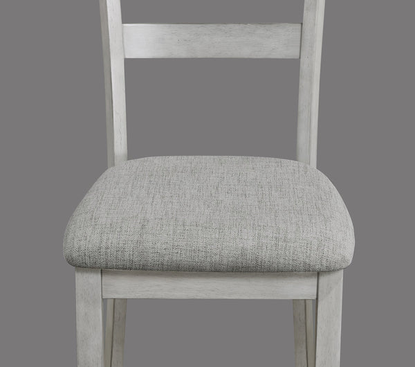 English Elm Rustic Driftwood 5-Piece Counter Height Dining Set with Square Tapered Table and Upholstered Stools Antique White+Gray 52 L x 40 W x 16 H B011P184057