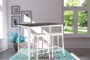 English Elm 3 Piece Farmhouse Counter Bistro Set Antique White Steel Frame Mdf Top Seats Two B091S00001
