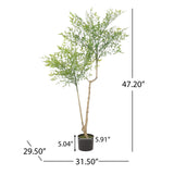 Christopher Knight Home® - Noble House - Purling 4' X 2.5' Artificial Heavenly Bamboo Nandina Tree, Green