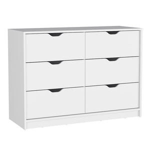 English Elm Basilea 4-Drawer Dresser with 2 Cabinets White — Spacious Top, Smooth Pull-Out Drawers, Shoe Storage B20092139