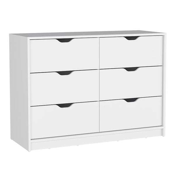 English Elm Basilea 4-Drawer White Dresser with 2 Lower Cabinets, Spacious Top, Pull-Out Drawers for Easy Access B07092139