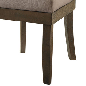 English Elm Beige Wingback Side Chairs Set Of 2 - Modern Linen Upholstery With Nailhead Trim & Rustic Brown Finish B062P182699