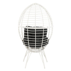 English Elm Black Black and White Patio Chair with Teardrop Wicker Frame, Plush Removable Cushion, Steel Legs for Outdoor Lounge B062P182690