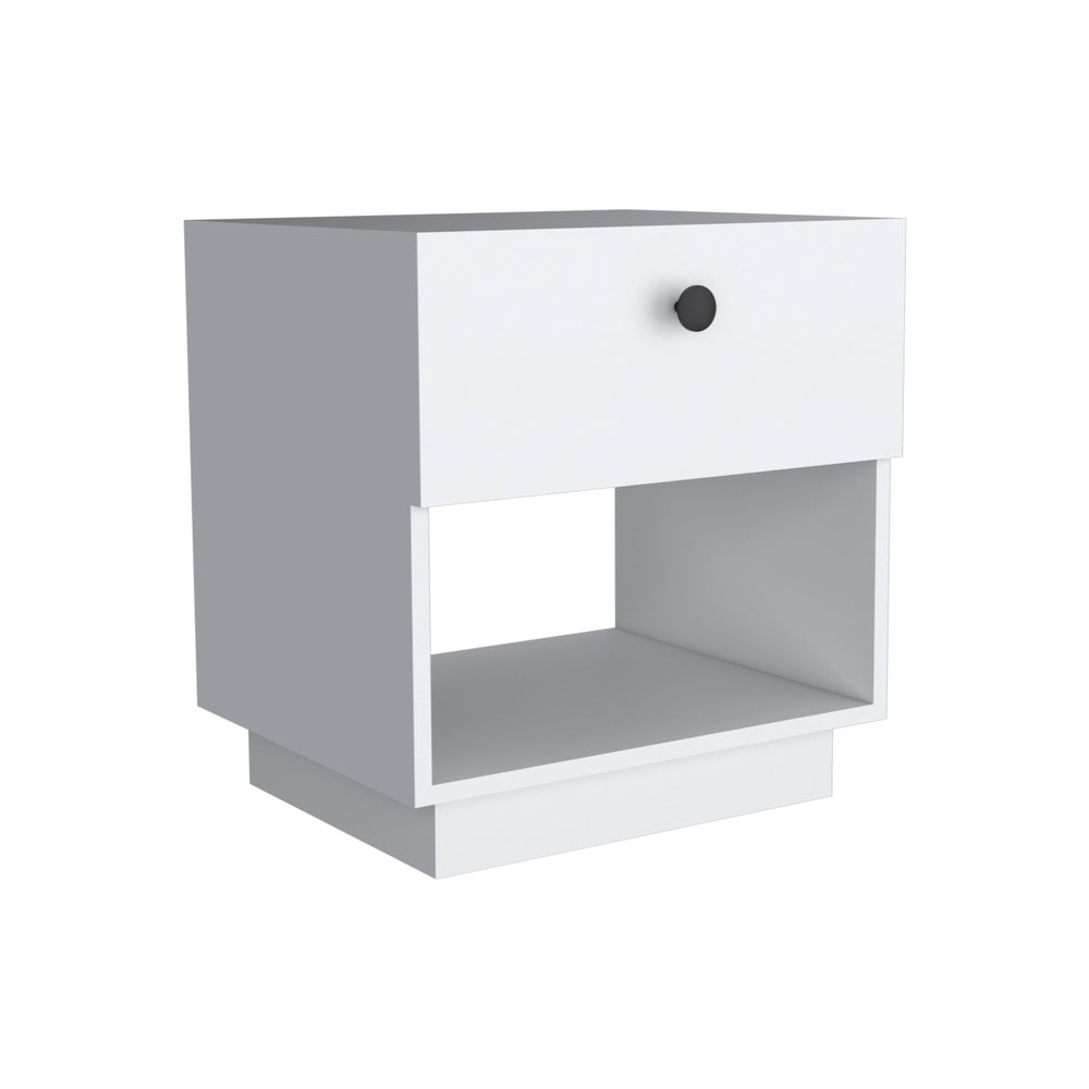 English Elm Paris 1 Drawer Nightstand White — Compact Space-Saving End Table with Lower Shelf & Stainless Handle, Easy Assemble B07092136