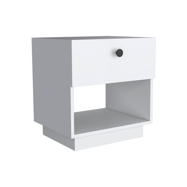 English Elm Paris 1 Drawer Nightstand White — Compact 18.5"W x15.7"D Modern End Table w/ Drawer & Shelf Storage B20092136