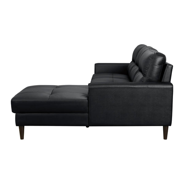 English Elm Modern Mid-century 2-piece Sectional with Right Chaise Top Grain Leather Living Room B011S00895