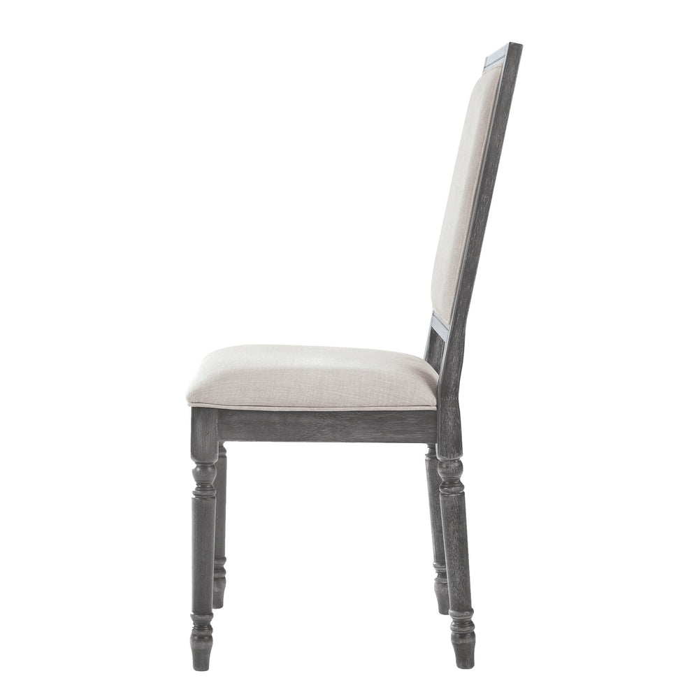 English Elm Cream Farmhouse Open Back Side Chairs Set Of 2 - Weathered Grey Finish, Comfortable & Stylish Design B062P182707