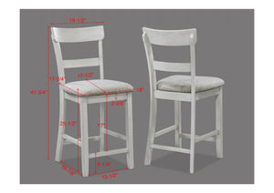 English Elm Rustic Driftwood 5-Piece Counter Height Dining Set with Square Tapered Table and Upholstered Stools Antique White+Gray 46 L x 46 W x 15 H B011P184056