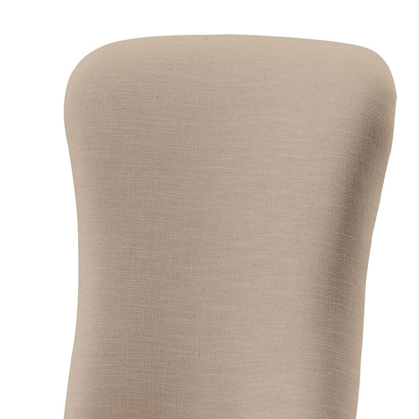 English Elm Beige Wingback Side Chairs Set Of 2 - Modern Linen Upholstery With Nailhead Trim & Rustic Brown Finish B062P182699