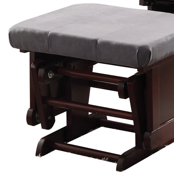 English Elm Grey Grey and Cherry Glider Chair with Ottoman Plush Microfiber Comfort Rustic Cherry Finish Gentle Gliding Retreat B062P182694