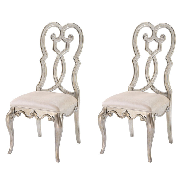 English Elm Ivory Queen Anne Side Chairs Set of 2 — Plush Padded Seats, Intricate Scroll Detailing, Vintage Charm B062P182705