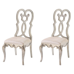 English Elm Ivory and Antique Champagne Side Chairs (Set Of 2)