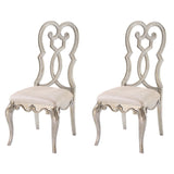 English Elm Ivory and Antique Champagne Side Chairs (Set Of 2)