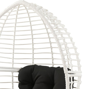 English Elm Black Black and White Patio Chair with Teardrop Wicker Frame, Plush Removable Cushion, Steel Legs for Outdoor Lounge B062P182690