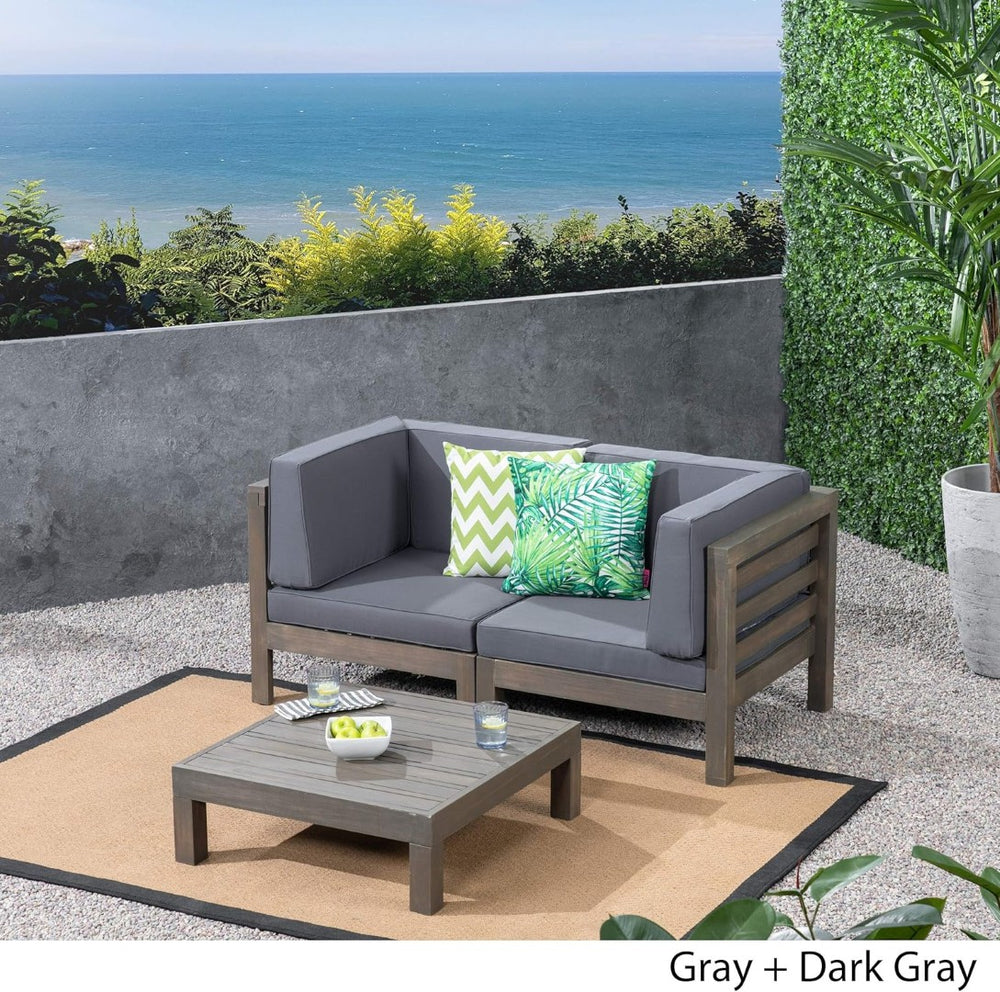 English Elm Oana/brava Solid Acacia Outdoor Coffee Table Square Slat Top Patio Deck Lounge Dark Gray 64496.00GRY-64497-64498.00DGY