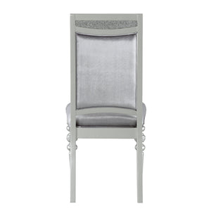 English Elm Grey Upholstered Side Chairs Set Of 2 - Elegant Rhinestone Accents & Platinum Finish For Glamour B062P182702