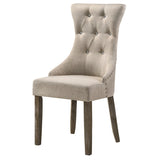 English Elm Beige and Reclaimed Grey Tufted Back Side Chairs (Set Of 2)