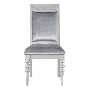English Elm Grey Upholstered Side Chairs Set Of 2 - Elegant Rhinestone Accents & Platinum Finish For Glamour B062P182702