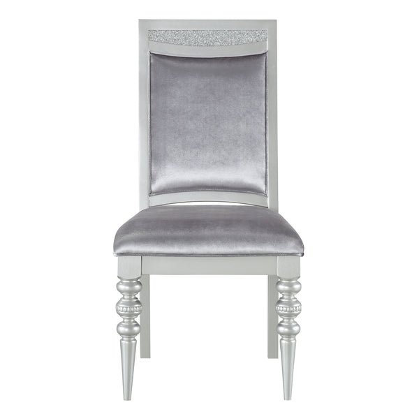 English Elm Grey Upholstered Side Chairs Set Of 2 - Elegant Rhinestone Accents & Platinum Finish For Glamour B062P182702