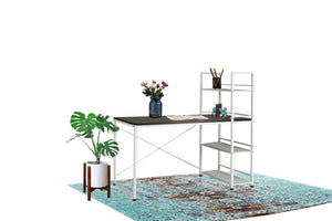 English Elm Reversible 2in1 Desk and Bookshelf Mdf Top Steel Frame Compact Home Office B091P183994