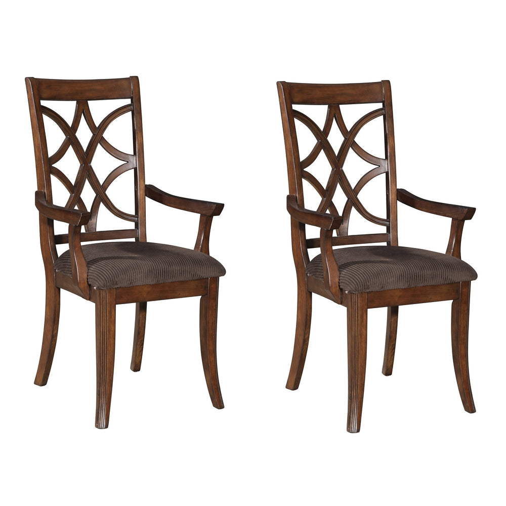 English Elm Brown Microfiber Cross Back Arm Chairs Set Of 2 – Stylish, Durable Seating For Dining & Relaxation B062P182698